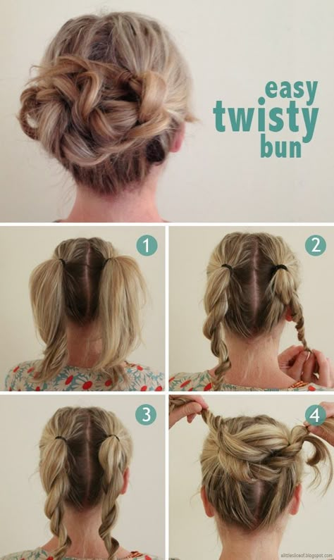 Easy Twisty Bun and 9 other ways to put your hair up that isn't just a ponytail. 5 Minute Hairstyles, Fishtail Braid, Penteado Cabelo Curto, Long Hairstyles, Hair Stuff, Great Hair, Hair Dos, Cute Hair, Messy Bun