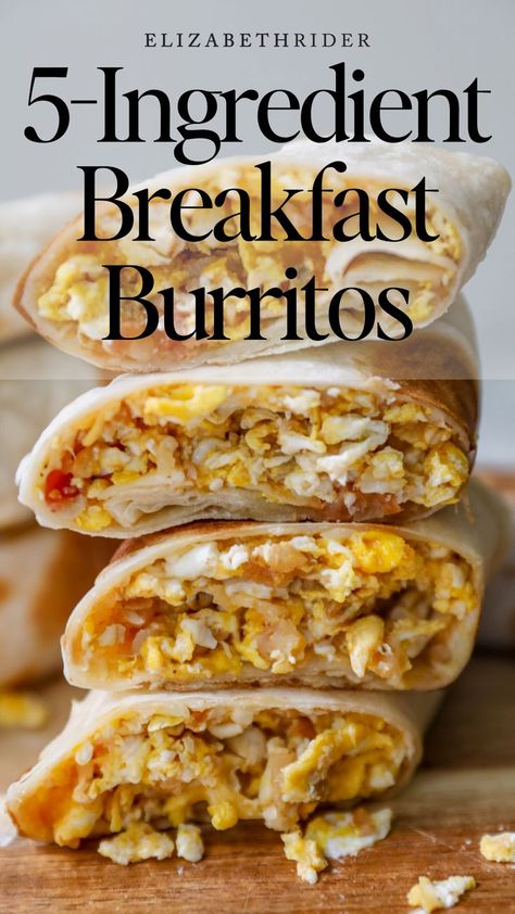 These easy, five-ingredient breakfast burritos are quick, easy, and totally customizable.Whether you’re getting yourself or your family out the door in the mornings or you need to feed a crowd, they’re one of my all-time favorite solutions for busy mornings.Once you learn the method, these will become a staple in your kitchen.Quick breakfast burrito | Vegetarian breakfast burrito | Healthy breakfast burritos Breakfast Burritos No Meat, Mcdonald’s Breakfast Burrito Recipe, Easy Meal Prep Breakfast Burritos, Simple Breakfast Burritos, Quick Breakfast Burritos, Breakfast Wraps Recipes Easy, Wraps Recipes Breakfast, Dairy Free Breakfast Burritos, Breakfast Recipes Prep