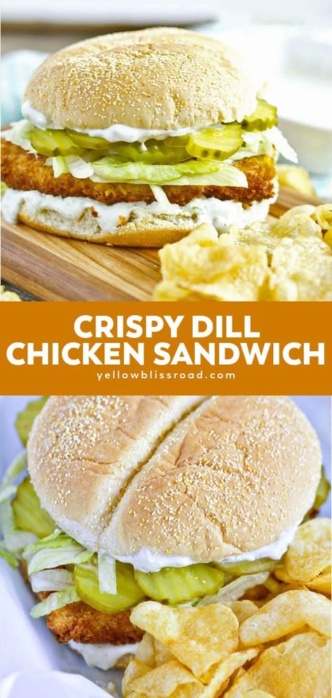 Dill Chicken Sandwich, Subs Recipes, Dill Pickle Ranch, Pickle Ranch, Fried Chicken Seasoning, Crispy Chicken Sandwich, Deli Ideas, Dill Chicken, Chicken Biscuits