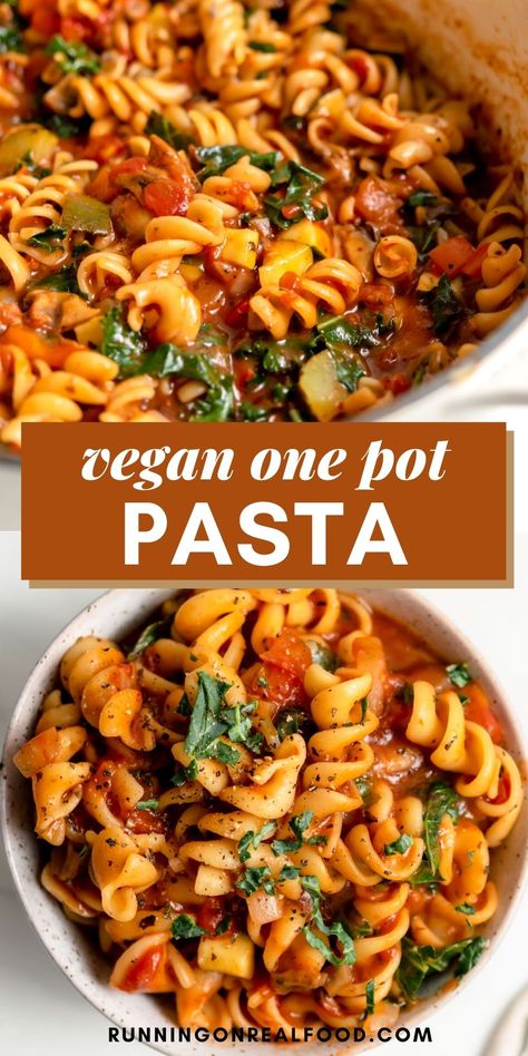 Delicious vegan one pot pasta that's ready in under 30 minutes, no boiling water or straining required! Perfect any night of the week for a quick and easy dinner! Pasta With Spinach And Tomatoes, Pan Pasta, Pasta With Spinach, Vegan Pasta Dish, One Pan Pasta, Pastas Recipes, One Pot Pasta Recipes, Vegan Pasta Recipes, Easy Vegan Dinner