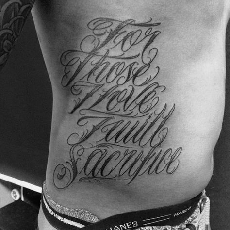 Guys Script Rib Quote Old School Tattoo Designs Ribs Quotes, Rib Tattoo Quotes, Small Rib Tattoos, Family Quotes Tattoos, Dream Catchers, Tattoo Quotes For Women, Small Tattoos With Meaning, Urban Threads, Tattoo Script