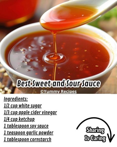 Yummy Recipes Best Sweet And Sour Sauce, Sweet N Sour Sauce, Asian Sauce Recipes, Sweet N Sour Sauce Recipe, Homemade Chinese Food, Sweet And Sour Sauces, Homemade Sauce Recipes, Spice Mix Recipes, Salad Dressing Recipes Homemade