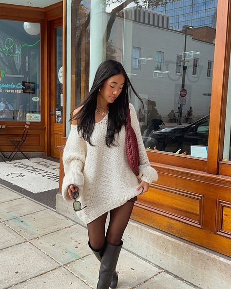 loves being swallowed in a chunky knit🧶💟 sweater 🔗 in my bio! code: bbx15brooket 🫶🏼 @beginningboutique #falloutfitideas #falloutfitinspo #falltrends #cozyoutfit #chunkyknit #sweaterseason #pinterestphoto #pinterestoutfit Cream Sweater Dress Outfit, Outfit Ideas Cozy, Sweater Outfit Ideas, Fuzzy Sweater Outfit, Sweaters Outfit, Cream Sweater Dress, Sweater Dress Outfit, Sweater Season, Sweater Outfit