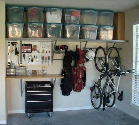 Diy Overhead Garage Storage, Equipment Storage Ideas, Garage Organizing Ideas, Garage Organization Shelves, Garage Wall Shelving, Organize House, Best Storage Ideas, Garage Organization Systems, Shelves Garage