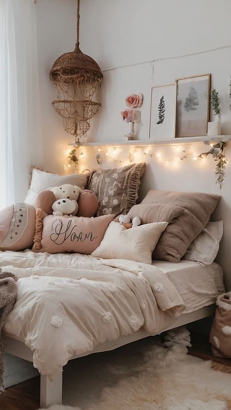 Cute Small Room Ideas Aesthetic Bedding & Blankets, Teen Bedroom White Furniture, Cozy Bedroom For Teenage Girl, Day Beds Aesthetic, Small Teenage Room Ideas, Aesthetic Rooms For Teenagers, Twin Small Bedroom Ideas, Cute Teenage Bedroom Ideas, Full Beds Ideas Small Rooms