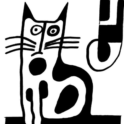 Cat, kitty, minimalism, picasso, cubic, square, wall art, Printable, black and white Cat Drawing Digital, Black And White Cat Drawing, White Cat Drawing, Picasso Cat, Uni Aesthetic, Image Wall, Drawing Printable, Cat Printable, Picasso Style