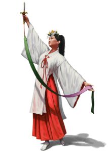 Priestess Outfit, Japanese Priestess, Hakama Trousers, Sky Pirate, Japanese Shrine, Japanese Costume, White Kimono, Court Dresses, Zodiac Virgo