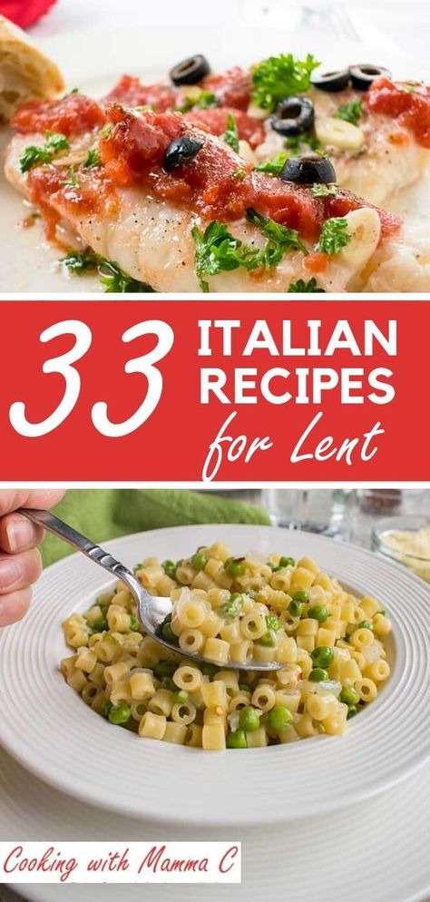 Need Italian Lent Recipes? Here are 33 meatless dinner ideas from Cooking with Mamma C that are perfect for Lenten Fridays, Ash Wednesday and Good Friday! You’ll find recipes for fish, shellfish, pasta, sauces, soups, pizza, frittatas and vegetable entrées. Good Friday Lunch Ideas, Meals For Good Friday, Meatless Dinners Crockpot, Lent Friendly Meals, Friday Fish Dinner Ideas, Ash Wednesday Recipes, Dinner Ideas For Lent, Meatless Recipes For Lent, Good Friday Recipes Dinners