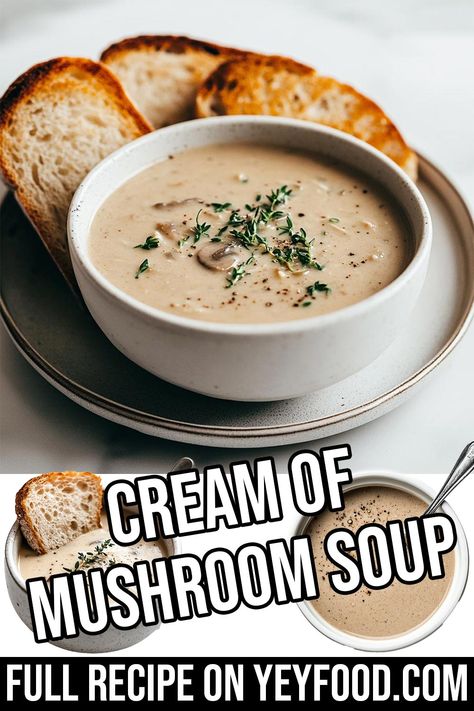 Cream Of Mushroom Soup - Yeyfood.com: Recipes, cooking tips, and kitchen hacks for home cooks of all levels Cream Of Mushroom Soup Recipes Crockpot, Easy Cream Of Mushroom Soup, Cream Of Mushroom Soup Recipes, Easy Mushroom Soup, Mushroom Vegetable, Creamy Mushroom Soup, Hacks For Home, Crock Pot Meatballs, Mushroom Soup Recipes