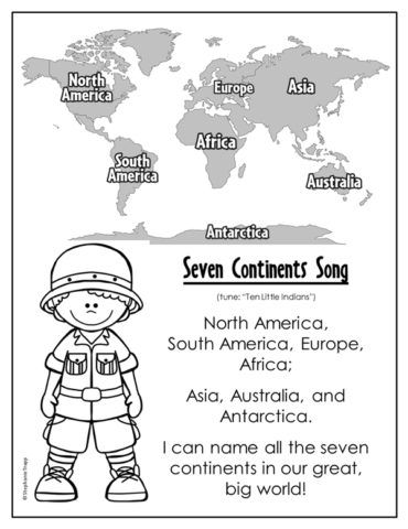 Continents Song, Me On The Map, Geography Worksheets, Geography For Kids, Continents And Oceans, Seven Continents, Teaching Geography, Homeschool Geography, Social Studies Worksheets