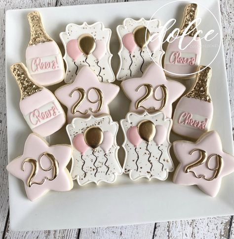 Birthday Biscuits, Gold Cookies, Happy Birthday Cookie, New Years Cookies, Crazy Cookies, 32 Birthday, Sugar Cookie Royal Icing, Bridal Shower Cookies, Gingerbread Decorations