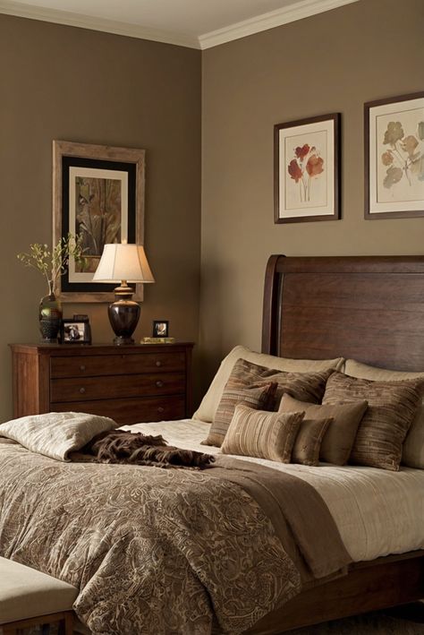 Get ready to transform your space with Sherwin Williams Tony Taupe, the perfect warm wood hue for adding cozy elegance. Discover the secrets to creating a stylish and inviting atmosphere with this versatile color. #ad     #Colortrend #wallpaint2024  #color2024  #DIYpainting  ##DIYhomedecor  #Fixhome Sherwin Williams Tony Taupe, Bedroom Back Wall Design, Tony Taupe, Brown Bedroom Walls, Taupe Rooms, Taupe Bedroom, Tan Walls, Taupe Walls, Bedroom Color Combination