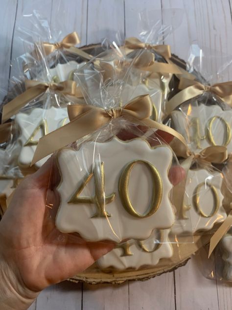 40 Birthday Cookies, 60th Party Favors, Birthday Biscuits, 40th Birthday Themes, 40th Birthday Balloons, 60th Birthday Party Decorations, 40th Bday Ideas, Cookie Party Favors, Anniversary Cookies