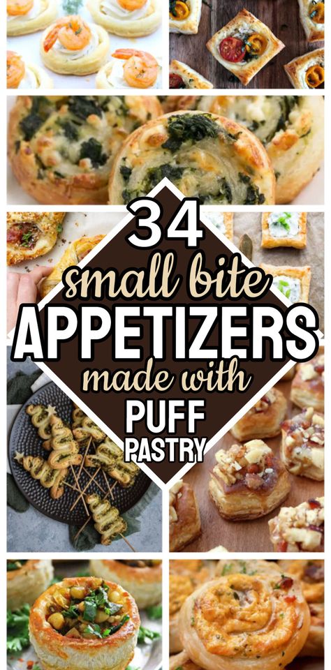 Fast And Easy Appetizers Simple, Easy Shareable Dishes, Pastries For Parties, Easy Puff Pastry Appetizers Simple, Cheap Fancy Appetizers, Cold Puff Pastry Appetizers, Puff Pastry Snacks Appetizers, Appetizer Recipes With Puff Pastry, Puff Pastry Ideas Savoury