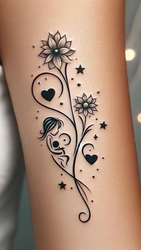 Mama Tattoo, Mom Tattoo Designs, Mommy Tattoos, Tattoos For Women Flowers, Mom Tattoo, Tasteful Tattoos, Mother Tattoos, Red Ink Tattoos, Tatuaje A Color