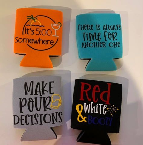 NOTE When ordering, please specify in the personalization box which color koozie and font color. If not specified, it will be made as pictured! These koozies are perfect for 12-16oz cans and long stem bottles. They're fun and a great way to liven up having a couple drinks with friends! Great gift idea! Sayings can be put on any color koozie! Sublimation Can Koozie Ideas, Can Cozy Cricut Ideas, Cruise Koozie Ideas, Drink Koozie Sayings, Fall Koozie Ideas, Cricut Koozie Ideas, Beach Koozie Ideas, Funny Can Koozie Sayings, Can Koozie Sayings