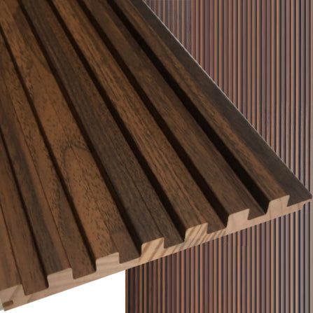 Slat Wood Wall Paneling Cladding — YouShouldHaveIt Hardwood Wall, Wood Wall Paneling, Deck Railing Ideas, Kitchen Revamp, Wood Wall Panel, Wall Cladding Panels, Railing Ideas, Look Wallpaper, Wood Slat Wall