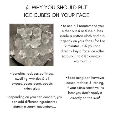 Face Icing Aesthetic, Icing Face Aesthetic, Skincare Ice Cubes, Ice For Skincare, Ice Cube Face Skin Care, Skin Care Ice Cubes, Face Icing Benefits, Wonyoungism Skincare Tips, Icing Face Benefits