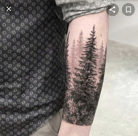 Mountain Sleeve Tattoo, Tattoos Arm Mann, Forest Tattoo Sleeve, Natur Tattoo Arm, Tree Sleeve Tattoo, Sleeve Tattoos For Men, Tattoos For Men And Women, Forest Tattoo, Nature Tattoo Sleeve