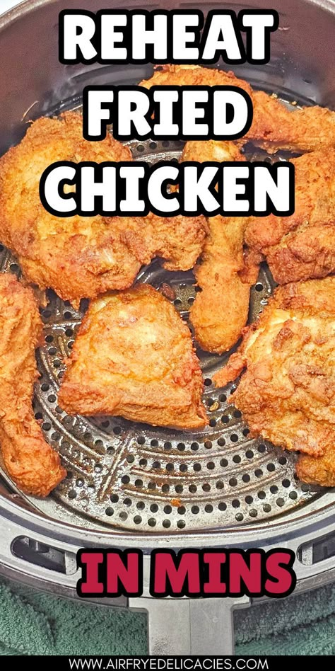 Guide to reviving day-old KFC chicken in an air fryer to achieve optimal taste and texture. Fried Chicken In Air Fryer, Chicken In An Air Fryer, Reheat Fried Chicken, Air Fryer Meats, Chicken In Air Fryer, Chicken In The Air Fryer, Air Fryer Fried Chicken, Reheat Chicken, Air Fryer Meals