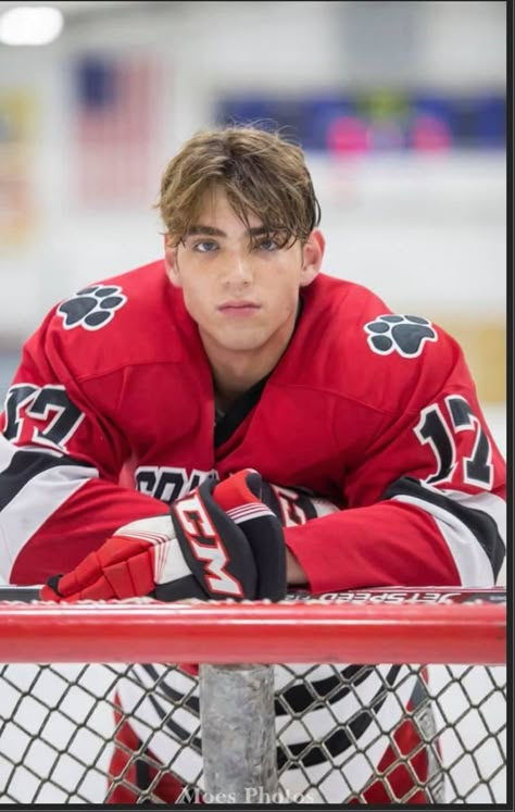 Hockey Goalie Picture Ideas, Hockey Team Photo Ideas, Hockey Senior Picture Ideas, Senior Boy Picture Ideas, Hockey Media Day, Hockey Photoshoot, Hockey Team Photos, Hockey Poses, Hockey Senior Pictures