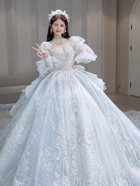 Elegant Wedding Dress Ballgown, Wedding Dress Fairytale, Wedding Ideas Dresses, Aesthetic Wedding Dress, Winter Ball Dresses, Dream Wedding Ideas, Wedding Ballgown, Fluffy Wedding Dress, Fairytale Wedding Dress