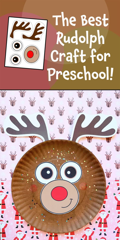 Rudolph Craft for Kids! Rudolf Craft Preschool, Paper Plate Reindeer Craft, Rudolph Crafts For Kids, Paper Plate Christmas Crafts, Paper Plates Craft, Paper Plate Santa, Christmas Activities For Preschool, Printable Christmas Crafts, Christmas Tree Crafts For Kids