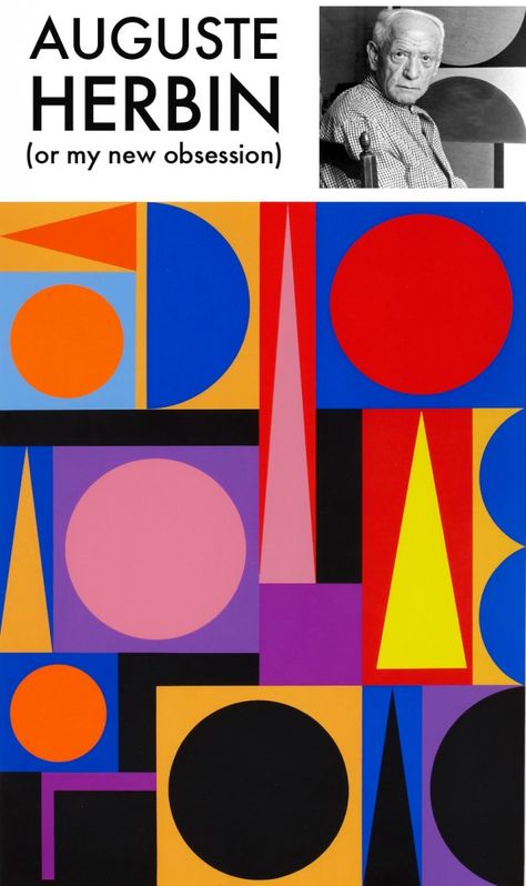 Geometric artwork by Auguste Herbin                                                                                                                                                                                 More Auguste Herbin, Geometric Artists, Geometric Artwork, 2d Shapes, Abstract Geometric Art, Shape Art, Op Art, Art Abstrait, Geometric Designs