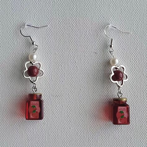 strawberry jam earrings <3 coming to my etsy very soon!! in the meantime, check out my mikasa ackerman and sayaka miki earrings! #silverrlycoris #etsy #handmade #strawberries #explorepage #jewlery Jam Earrings, Sayaka Miki, Mikasa Ackerman, Strawberry Jam, Earrings 3, In The Meantime, Etsy Handmade, Strawberries, Jam