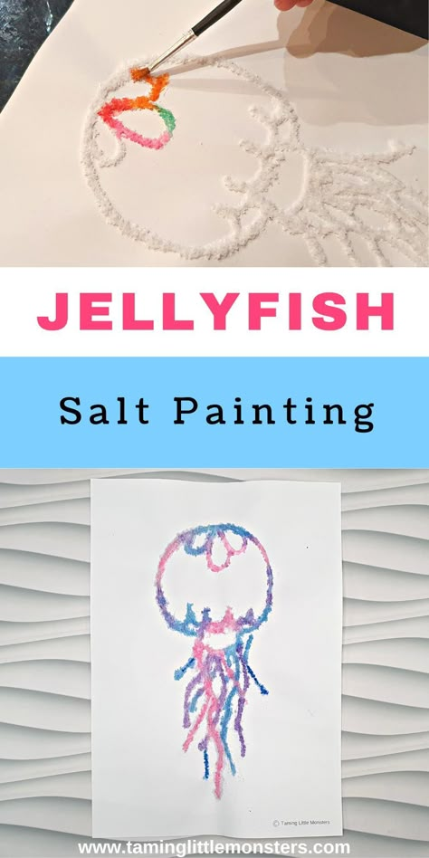 Jellyfish Salt Painting, Ocean Theme Preschool Activities Science Experiments, Under The Sea Eyfs Craft, Sea Creature Crafts For Kids Preschool, Ocean Art For Preschoolers, Sea Animal Crafts For Preschool Free Printable, Free Art For Preschoolers, Under The Sea Crafts For Preschoolers Ocean Themes Art Projects, Under The Sea Art Lesson