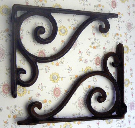 Shelf Bracket Cast Iron Corbel Style Unpainted  Brace DIY Home Improvement 1 Pair Diy Braces, Wrought Iron Shelf Brackets, Decorative Shelf Brackets, Leopard Print Pillows, Shelving Brackets, Room Cooler, Diy Dresser Makeover, Iron Shelf Brackets, Metal Pergola