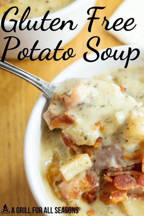 Soups With Red Potatoes, Gluten Free Loaded Potato Soup, Gluten Free Cheesy Potato Soup, Gluten Free Loaded Baked Potato Soup, Gluten Free Potato Soup Crockpot, Gf Potato Soup, Keto Potato Soup, Potato Soup Gluten Free, Gluten Free Potato Soup