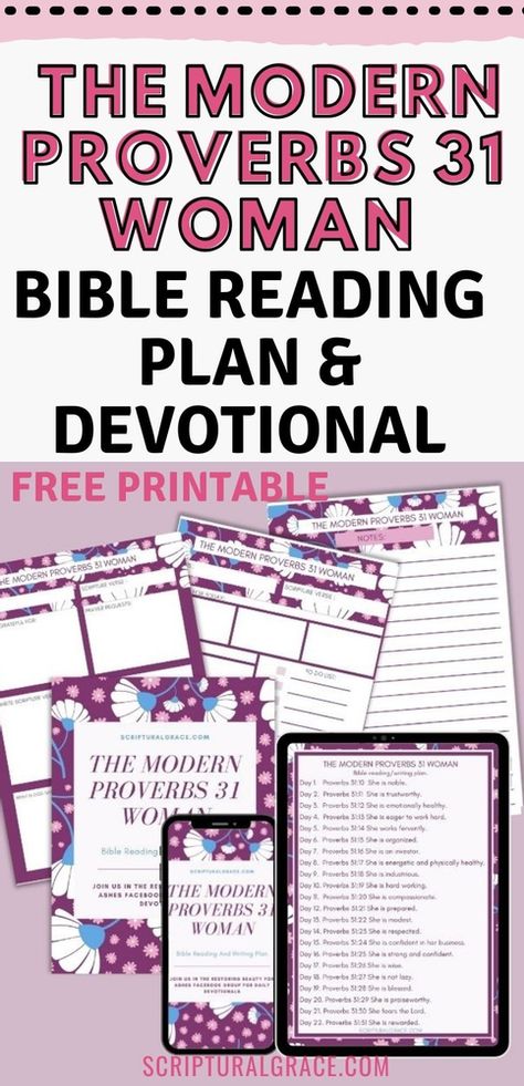 The Modern Proverbs 31 Woman-Bible Plan And Devotional. Proverbs 31 Devotional, Proverbs 31 Free Printable, Bible Devotional Plan, 28 Day Bible Reading Challenge Women Of Faith, Free Bible Study For Women, Printable Devotions For Women, Proverbs 31 Bible Study Free Printable, Proverbs 31 Woman Bible Study, Womens Devotionals Free