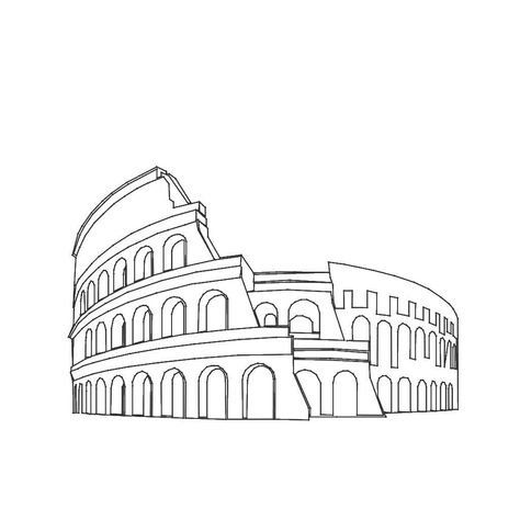 Roman Ruins Drawing, Rome Architecture Drawing, Coliseum Tattoo, Notebook First Page, Colosseum Tattoo, Rome Sketch, Rome Drawing, Roman Drawings, Rome Tattoo