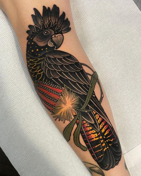 Black Cockatoo Tattoo, Leg Sleeve Design, Cernunnos Tattoo, Cockatoo Tattoo, Abba Tattoo, Memorial Tattoos Mom, Palm Cockatoo, Magpie Tattoo, Tattoos Mom