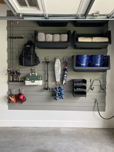 13 Clever Garage Organization Ideas | Real Simple French Cleat Garage, French Cleat Storage, Garage Wall Organizer, French Cleat System, Garage Wall Storage, Garage Storage Inspiration, Garage Organization Ideas, Doors Diy, Garage Diy