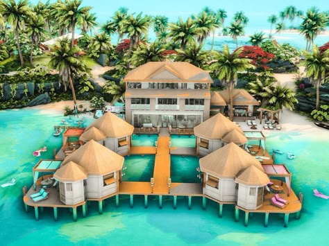 Ioanna Simss💚 Sims 4 Builder on Instagram: “Vaiana “Colorful Family Resort” in Sulani | It’s such a pleasure to present to you this vacation resort that I did in collaboration with…” Bloxburg Vacation House Ideas, Waterpark Sims 4, Bloxburg Hawaii House, Summer Resort Bloxburg, Bloxburg Beach Resort Ideas, Beach Resort Bloxburg, Bloxburg Waterpark Ideas, Bloxburg Tropical Resort, Bloxburg Resort Ideas