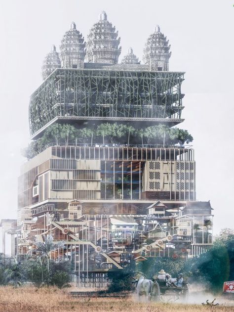 Angkor Skyscraper: Vertical City In Cambodia - eVolo | Architecture Magazine Movable Architecture, Vertical City, Healing Garden, Architecture Magazine, High Building, Architectural Competition, Skyscraper Architecture, Architecture Magazines, Forest Fire