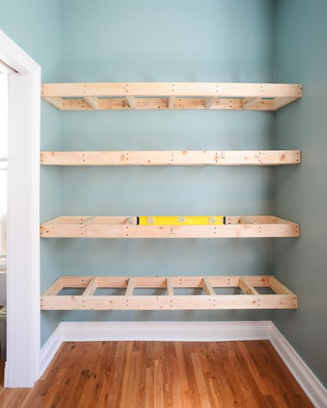 Bad Diy, Reclaimed Wood Floating Shelves, Diy Wood Shelves, Shelves Diy, Floating Shelves Diy, Wood Floating Shelves, Estantes Flotantes, Laundry Room Storage, Closet Shelves