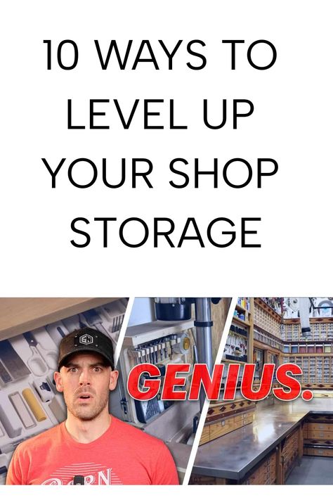 10 ways to level up your shop storage; reaction of a surprised man with a well-organized workshop. Dremel Storage Ideas, Screw Organization Ideas, Organizing Workshop, Mechanics Shop Organization, Work Shop Organization, Wood Shop Organization, Woodworking Shop Organization, Shop Organization Ideas, Shop Storage Ideas