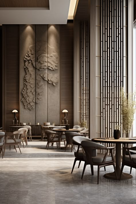 Hotel Lobby Interior Design Entrance, Restaurant Feature Wall, Luxury Hotel Lounge, Modern Chinese Restaurant, Pavilion Furniture, Chinese Style Interior, Luxury Hotels Lobby, Restaurant Layout, Luxury Staircase