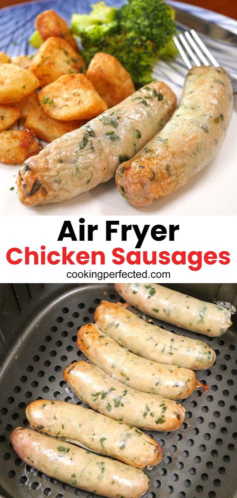 Airfryer Chicken Sausage, Air Fry Turkey Sausage, Chicken Apple Sausage Air Fryer, Air Fry Chicken Sausage, Air Fryer Chicken Sausage And Veggies, Chicken Sausage In Air Fryer, Ww Chicken Sausage Recipes, Chicken Sausage Recipes Healthy Low Carb, Chicken Sausages Recipe