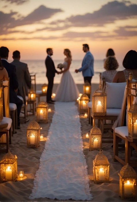 Sunset Wedding On The Beach, Beach Wedding Small Ceremony, Beach Wedding Winter, Small Simple Beach Wedding, Glamorous Beach Wedding, Mini Beach Wedding, Diy Small Wedding Ideas, Minimalist Wedding Beach, Small Beach Elopement Ceremony