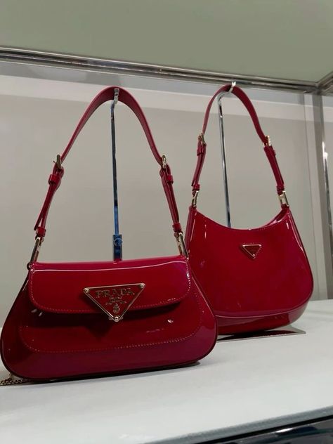 Cherry Red Bag, Red Prada Bag, Prada Milano Bag, Dark Red Bag, Red Hand Bag, Skincare Vanity, Funky Purses, Prada Red, Bag Boutique