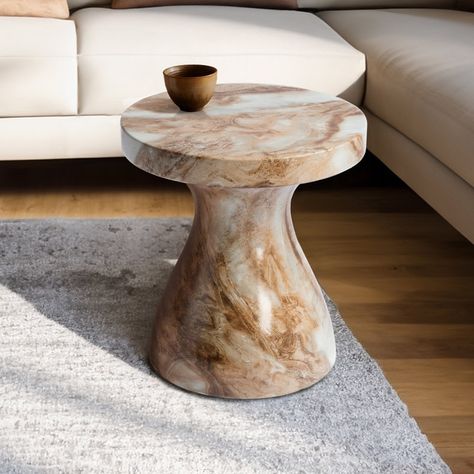 Studio London Monia Faux Marble End Table - Bed Bath & Beyond - 40949937 Statement Side Table, Marble Side Table Living Room, Marble Stool, Marble Stools, Industrial End Table, Marble End Table, Marble End Tables, Marble Side Table, Cloud Shape