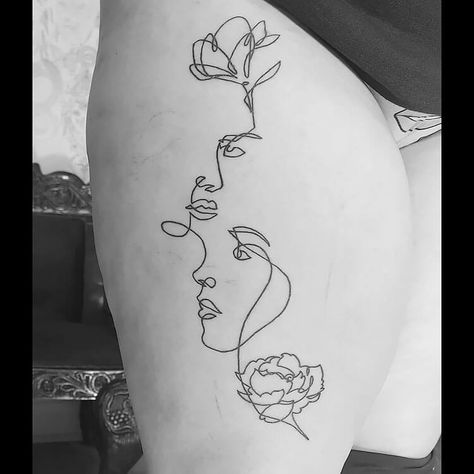 Women Upper Leg Tattoo, Shin Tattoos For Women Fine Line, Warrior Hip Tattoos Women, Line Tattoos For Women Leg, Thigh Tattoos Line Art, Leg Tattoos Women Fine Line, Outline Leg Tattoos Women, Dainty Calf Tattoos For Women, Big Thigh Tattoos For Women Meaningful