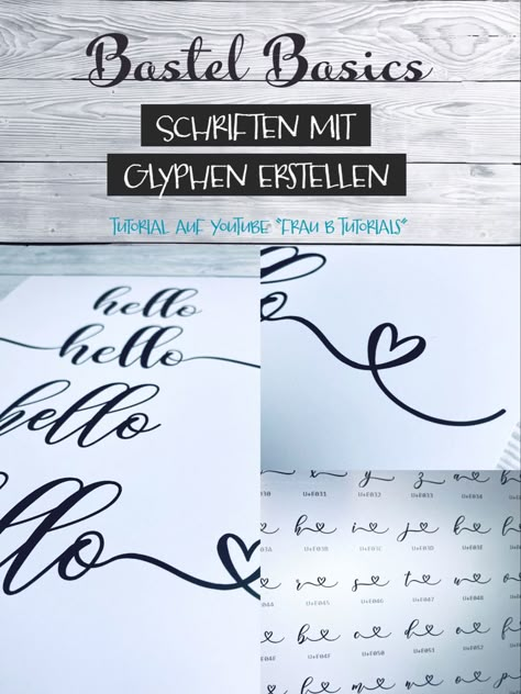 Ihr wollt noch schönere Schriftarten für eure Bastelprojekte? In diesem Video zeige ich euch, wie ihr das mit Glyphen (Verschnörkelungen) machen könnt. Viel Spass dabei. Silhouette Cameo Freebies, Silhouette Cameo Tutorials, Mug Press, Cricut Joy, Silhouette Portrait, Cricut Free, Silhouette Cameo, Cricut Design, Hand Lettering