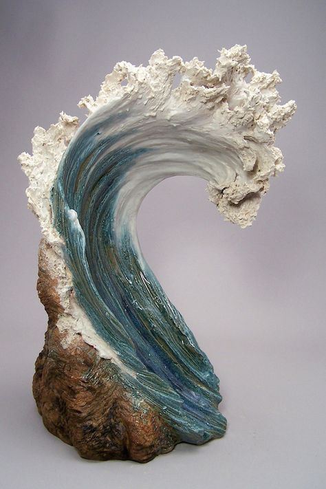 Denise Romecki Ocean-Inspired Ceramic Sculptures Resemble Cresting Waves....... Sculptures Céramiques, Tanah Liat, Driftwood Art, Sculpture Installation, Sculpture Clay, Clay Sculpture, Ocean Inspiration, Cool Stuff, A Rock