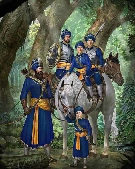 Guru Gobind Singh Ji With Sons, Sahibzaade Pics, Chaar Sahibzaade Pics, Char Sahibzade Pics, Char Sahibzade, Chaar Sahibzaade, Sikhism Beliefs, Guru Wallpaper, Golden Temple Wallpaper