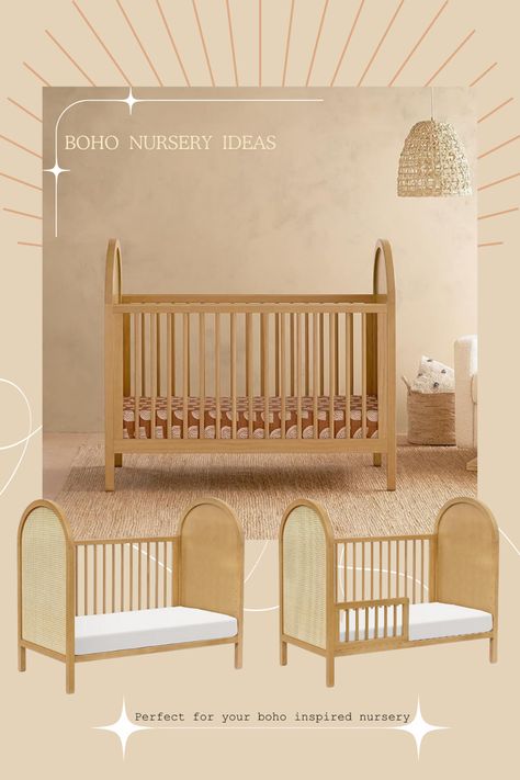 Babyletto Bondi Cane 3-in-1 Convertible Crib with Toddler Bed Conversion Kit in Honey with Natural Cane, Greenguard Gold Certified #sponsored Baby Letto Crib Nursery, Wooden Crib Nursery, Baby Nursery Decor Ideas, Baby Crib Designs, Wooden Crib, Crib Design, Wooden Cribs, Crib Nursery, Nursery Decor Ideas